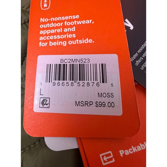 Bass Outdoor Men's Quilted Full Zip Jacket Moss Green Sz Large Lightweight NWT - Picture 10 of 16